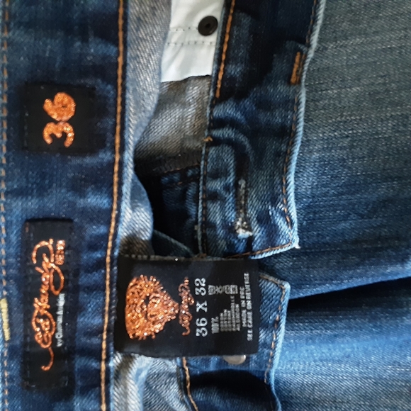 Ed Hardy Jeans Size 36 Distressed Boot Cut Flap - Picture 12 of 13